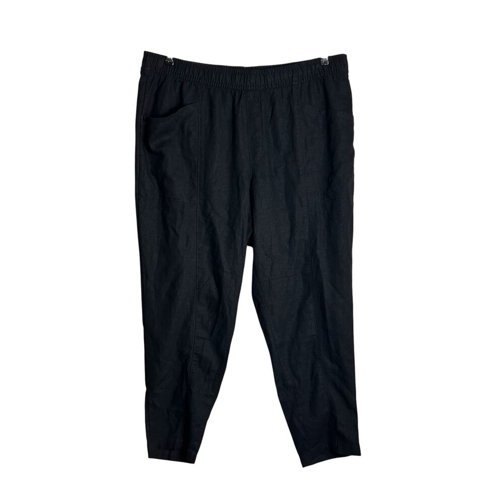 Old Navy XL Black Pants Linen Blend High Rise Straight Tapered Women's NWT NEW